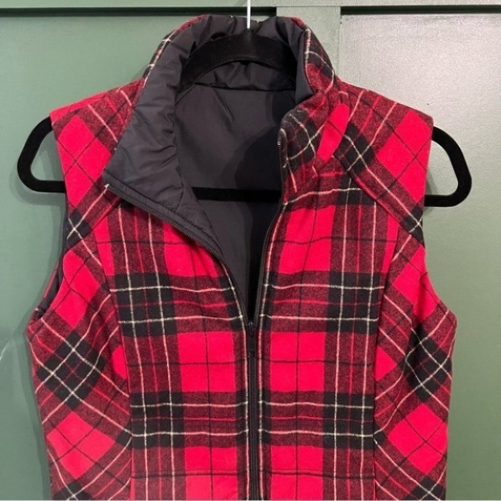 Pendleton Petites Red Wool Plaid Reversible Vest - Picture 3 of 12